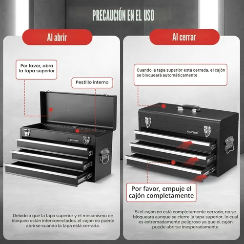 Miniatura 7 de Juego de herramientas mecánicas de 438 piezas con caja de metal resistente de 3 cajones, kit de herramientas de reparación -02