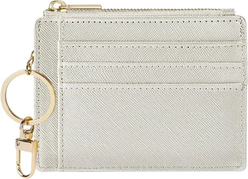Miniatura 25 de Sodsay Estuche para tarjetas, cartera delgada con bolsillo frontal, para mujer, sujetatarjetas con llavero Slim, Front Pocket, Credit Card Holder