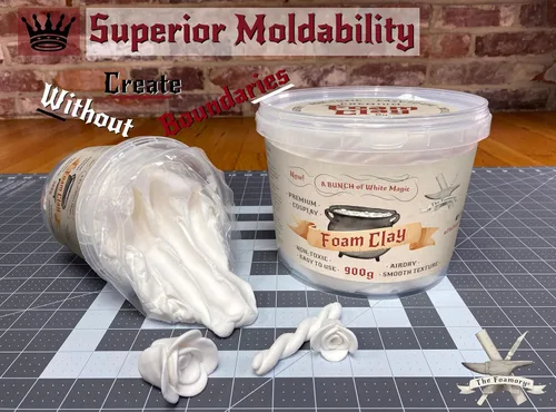Miniatura 2 de The Foamory - Espuma de arcilla moldeable para cosplay (300g Blanco) Arcilla de alta densidad de secado al aire, espuma EVA se pinta fácilmente,