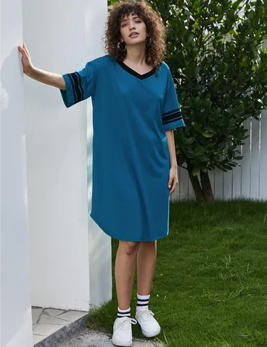 Miniatura 3 de Ekouaer Camisón para mujer, de algodón, con cuello en V, manga corta, holgado, cómodo, para dormir, tallas S-XXL