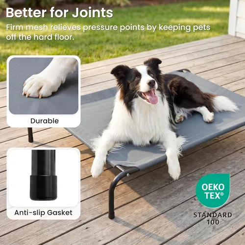 Miniatura 4 de Love's cabin Cama elevada para perros con enfriamiento para perros grandes, portátil para interiores y exteriores, cuna elevada para mascotas