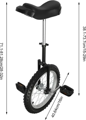 Miniatura 2 de Monociclo de rueda, bicicleta de una rueda con borde y pedales, monociclos de acero modernos para edades unisex de 10 a 60 años, entrenamiento