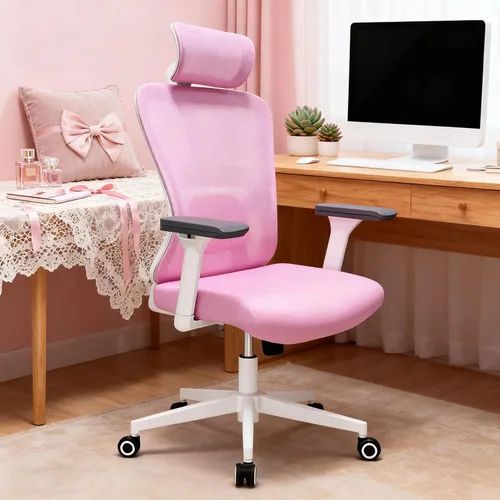 Silla de oficina ergonómica - Silla de oficina de malla de 350LB con lumbar ajustable, silla de escritorio de computadora de respaldo alto con