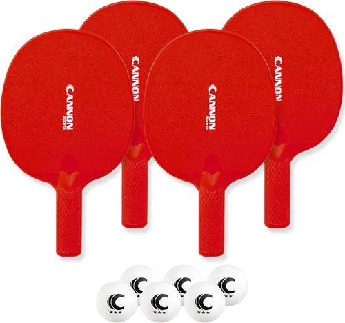 Cannon Sports Unbreakable Table Tennis Paddle Set - 4 Rackets with 6 Pack of 3-Star Table Tennis Balls – Portable Set for 4 Players Naranja