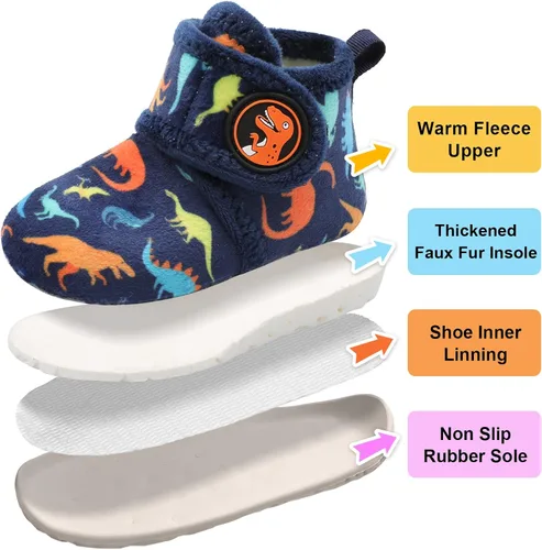 Miniatura 5 de LeIsfIt Pantuflas de casa para niños y niñas, botas de invierno para niños, cálidas, ligeras, con suela antideslizante