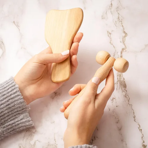Miniatura 4 de tuuli Rodillo de masaje corporal y facial, rodillo de masaje de madera multifuncional, ayuda a aliviar la tensión muscular y apoyar la salud