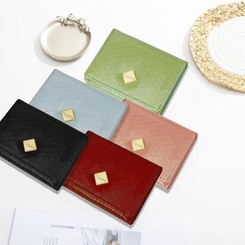 Miniatura 7 de Billetera triple para mujer, delgada para tarjetas de crédito, carteras de cuero con ventana de identificación, Azul, Trifold