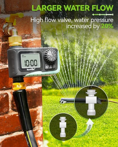 Miniatura 5 de Temporizador de aspersor RAINPOINT con pivote de latón, temporizador de agua programable para manguera de jardín con retardo por lluvia/riego