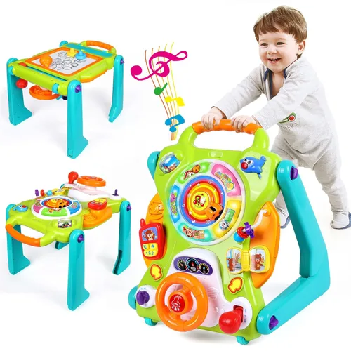 Caminador 3 en 1 para niños y niñas, juguete para sentarse a pie, centro de actividades, tabla de dibujo, juguetes para bebés para regalos de