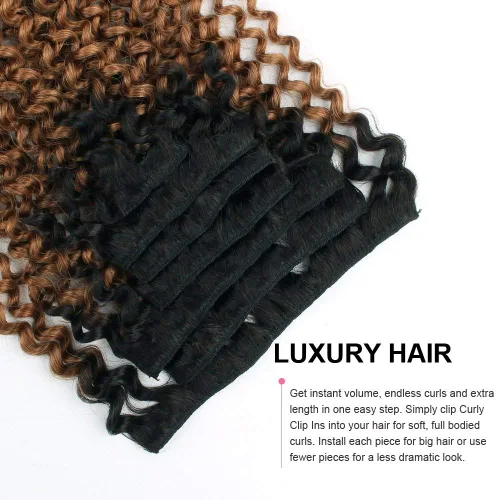 Miniatura 5 de ABH AMAZINGBEAUTY HAIR Jerry - Extensiones de cabello humano real con clip, 3B 3C, doble trama rizada para afroamericanos, 4.23 onzas, 7 piezas, 17