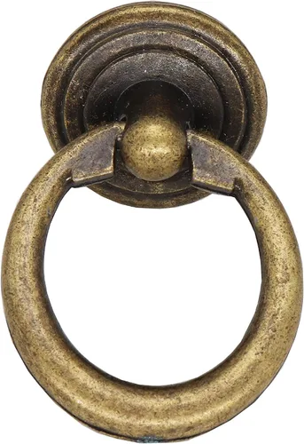 Miniatura 4 de Tiradores antiguos de bronce con un solo agujero, 8 piezas, estilo vintage, para armario, aparador, muebles