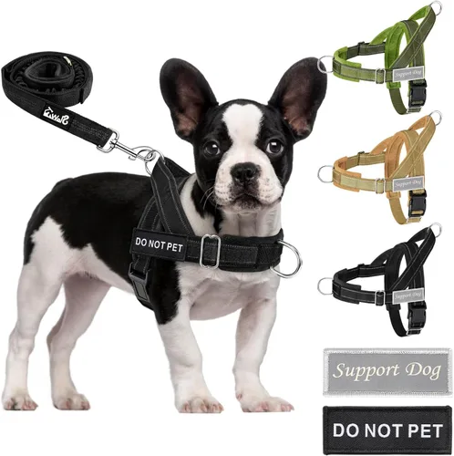 Arnés para perro SlowTon sin tirones - Juego de arnés y correa para perros resistentes para perros medianos y grandes, arnés táctico reflectante con