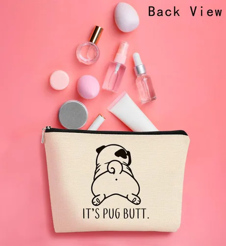 Miniatura 4 de Bolsa de maquillaje de regalo de Pug, regalos de pug para los amantes de los pug, divertida bolsa de maquillaje de Adivina lo que es Pug, regalos