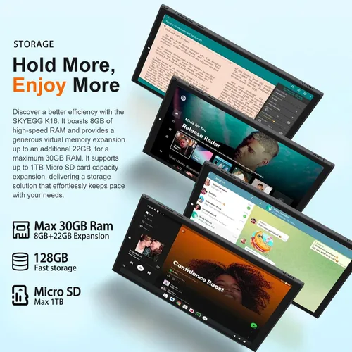Miniatura 4 de Tableta Android 15 2026 de 10.1 pulgadas, 30 GB de RAM, 128 GB ROM 1 TB expandir, batería de 8000 mAh, BT5.0, Wi-Fi 6 2.4/5G, cuerpo de metal