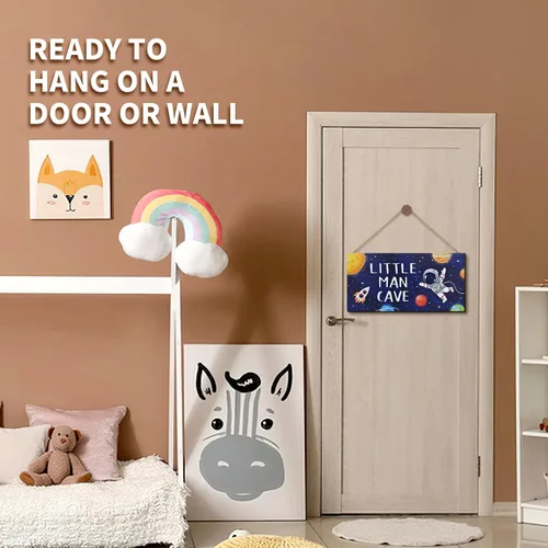Miniatura 6 de ZIEYOMI - Letrero de cueva de hombre pequeño, decoración de habitación de niños, decoración de habitación de niños con temática de astronauta