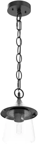 Miniatura 4 de LOG BARN Luces colgantes para exteriores, accesorio de porche en metal negro pintado con globo de vidrio transparente burbujeado, lámpara colgante
