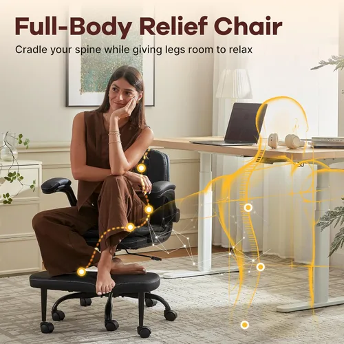 Miniatura 6 de AreShark Silla de Oficina con Piernas Cruzadas: Silla de Escritorio Criss Cross para TDAH con Ruedas y Reposapiés Giratorio Extensible - Silla