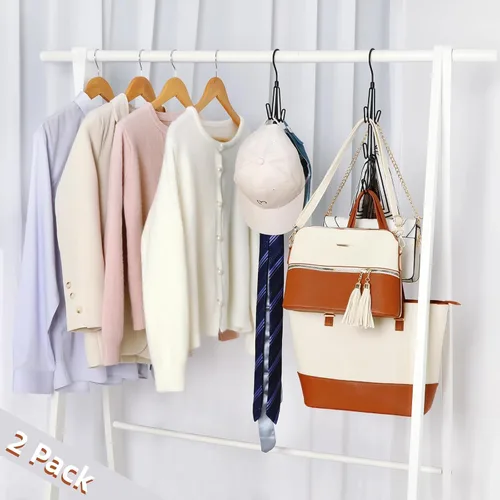 Miniatura 2 de TOPIA HANGER Organizador para colgar bolsos para armario, paquete de 2 ganchos organizadores de bolsos, ganchos de metal giratorios de 360°, estante
