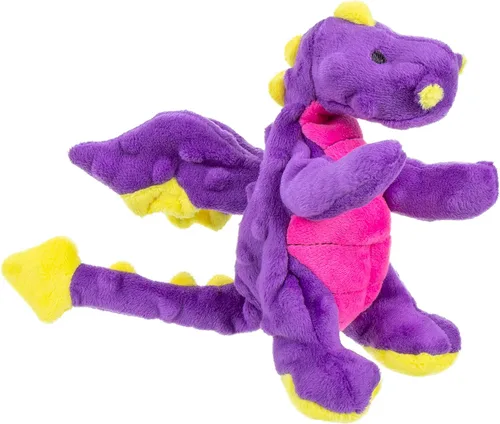 Miniatura 9 de goDog - Juguete de dragón de peluche chirriante para perro, tecnología Chew Guard, color azul claro, tamaño pequeño