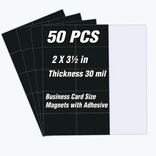 Miniatura 10 de Imanes de tarjetas de visita de 2 x 3.5 pulgadas para despegar y pegar, cinta magnética autoadhesiva, convierte las tarjetas de identificación