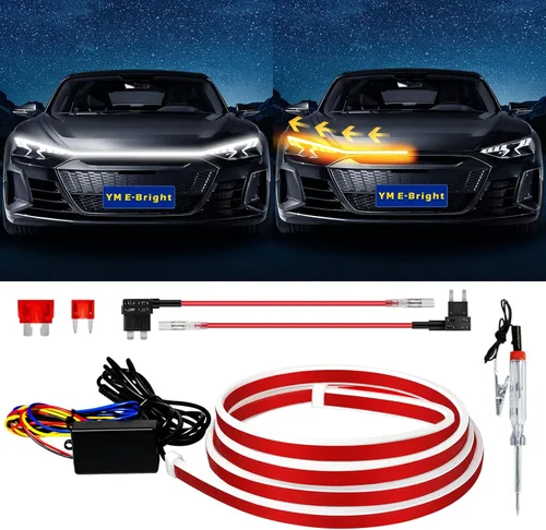 Miniatura 6 de Tira de luces de señal de giro secuencial con escaneo dinámico, luces LED de capó flexibles, DRL, luz de circulación diurna para coche, camión, SUV