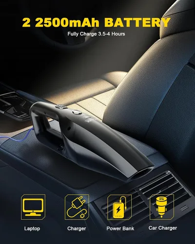 Miniatura 5 de TANYO Aspiradora de mano inalámbrica para automóvil, aspiradora portátil con succión de alta potencia, aspiradora de mano recargable, mini mano