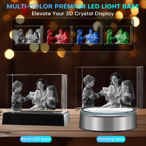 Miniatura 2 de Regalos de foto 3D de cristal personalizados con láser grabados en 3D, marcos de foto personalizados de cristal para aniversario, cumpleaños, boda