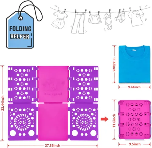 Miniatura 5 de BoxLegend Versión 3 Tabla para doblar camisas y camisetas, carpeta para ropa, tabla para doblar duradera de plástico, tablas para doblar, Morado