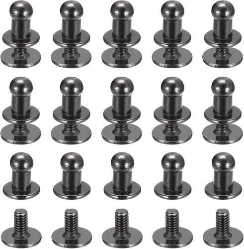 Miniatura 32 de uxcell Remaches de cabeza de bola de 0.157 pulgadas (0.157 in), tornillo trasero, paquete de 15 remaches de pezón de botón de cabeza redonda