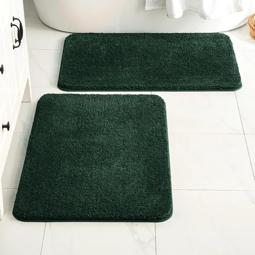 Miniatura 75 de MIULEE Juego de 2 alfombras de baño antideslizantes peludas extra gruesas y suaves, alfombrillas de baño de microfibra suave absorbente de agua