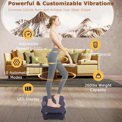 Miniatura 4 de Vibration Plate Exercise Machine, Vibrating Plate Fitness Platform with Remote Control – Portable Vibration Plates for Lymphatic Drainage