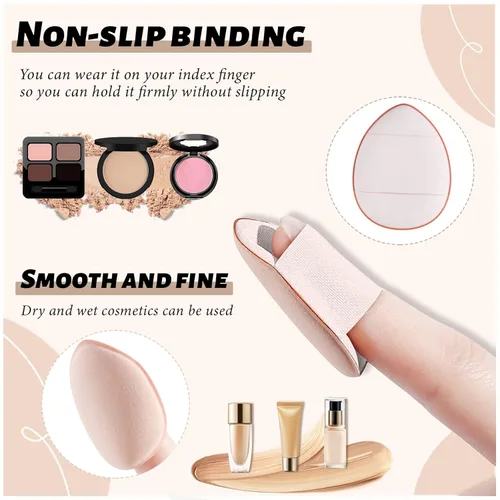 Miniatura 4 de WishLotus 6 esponjas de maquillaje en forma de gota para base de maquillaje reutilizables sueltas con estuche pequeño para mujeres y niñas y Negro