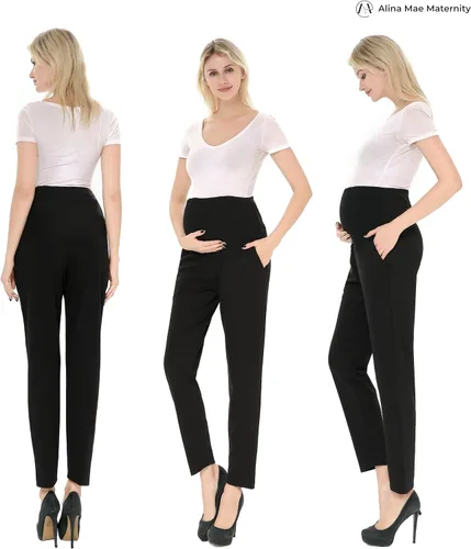 Miniatura 6 de Pantalones de maternidad cómodos elásticos para mujer, pantalones capri casuales de embarazo para el trabajo