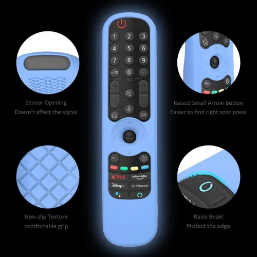 Miniatura 3 de LEFXMOPHY MR21GC - Funda de repuesto para LG AN-MR21GA / AN-MR21GC Magic Remote Control w/NFC (2021), funda de silicona azul que brilla en la Azul
