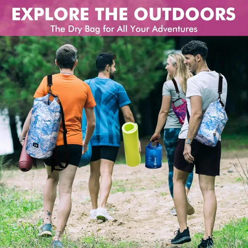 Miniatura 8 de Bolsa seca impermeable VILLEY de 5L con tapa enrollable, mantiene el equipo seco, saco ligero para kayak, navegación, camping, natación y aventuras
