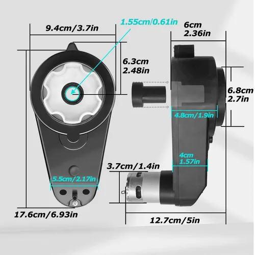 Miniatura 2 de Paquete de 2 cajas de engranajes de ruedas eléctricas de 12 V de apertura de 0.7 in/0.74 pulgadas, 12 voltios, piezas de repuesto para automóvil