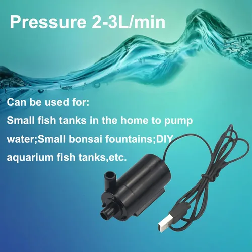 Miniatura 5 de Mini bomba de agua micro sumergible USB de 3 a 5 V CC, pequeña bomba de acuario para pecera, acuarios, fuente de estanque, jardín hidropónico (negro)