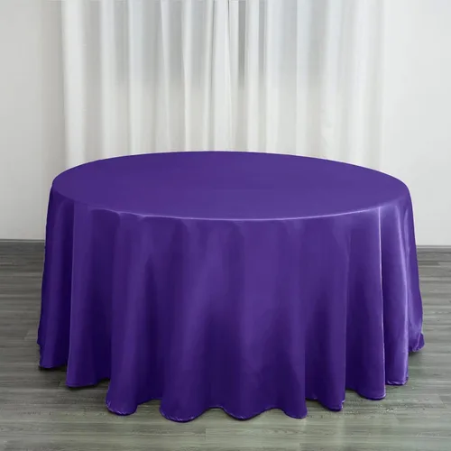 BalsaCircle - Mantel redondo de satén morado lavable para fiesta de Halloween, 120 pulgadas, color liso, suministros de decoración de fiesta,