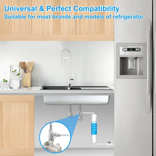 Miniatura 6 de Kit de filtro de agua en línea para refrigerador y máquina de hielo, filtro de carbón de conexión rápida de 1/4" de repuesto para sistema de ósmosis