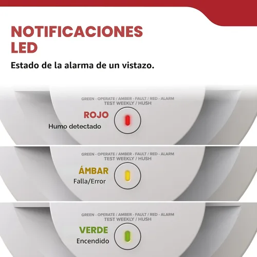Miniatura 9 de Kidde Detector de humo, funciona con batería de 10 años, con alertas de voz, luces LED de estado, alarma de 85 dB, 5 pulgadas, 20SD10-V, 1 paquete