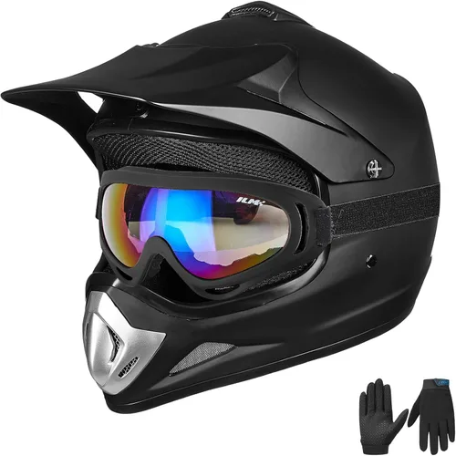Miniatura 15 de ILM - Casco para niños o jóvenes para motocross o cuatrimoto o calle, de cara completa, para moto, incluye lentes y guantes, aprobado por el DOT