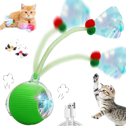 Miniatura 16 de Speedy 2.0 Tail 2 paquetes de juguetes interactivos para gatos de interior, juguete automático para gatos con cola de malla elástica, bola rodante