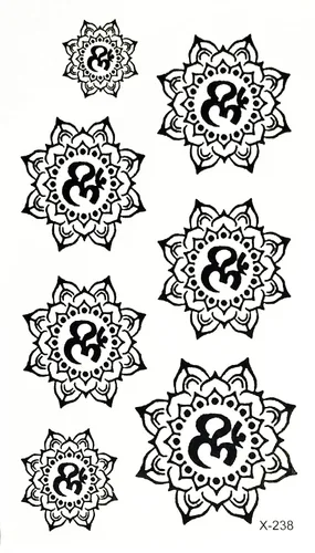 Miniatura 3 de Temporary Tattoos ONCEX Mini 3 hojas estilo nuevo para hombres y mujeres, Aum Om Sun Flower Hinduismo Hinduismo Hinduismo Yoga tatuaje indio Sexy