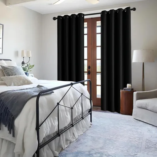 Miniatura 11 de IGEMAEVE Cortinas 100% opacas de 108 pulgadas de largo para dormitorio, juego de 2 paneles de cortinas opacas con bolsillo para barra y pestaña