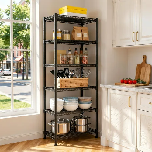Miniatura 2 de REIBII Estantería de Metal de 5 Niveles de Alambre Resistente, Estantes de Almacenamiento, Organizador de Acero Ajustable de Alambre para Cocina