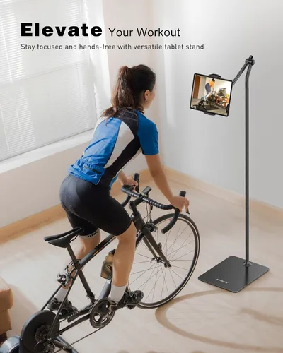 Miniatura 3 de AboveTEK Soporte de piso para tableta, elegante soporte de piso para iPad de altura ajustable con base estable, soporte de aluminio de rotación