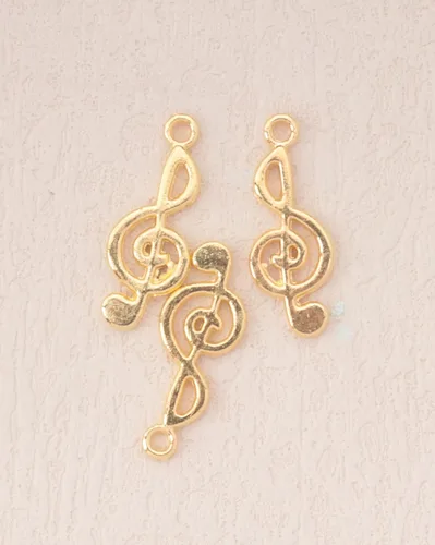 Miniatura 3 de 50 piezas de dijes de notas musicales de metal, símbolo de música vintage, elegante, elegante, instrumento, cuentas colgantes para manualidades, Oro