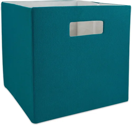 Miniatura 12 de DII Cubo de almacenamiento plegable de poliéster, sólido, ligero y duradero, cuadrado pequeño, 11x11x11 pulgadas, aguamarina