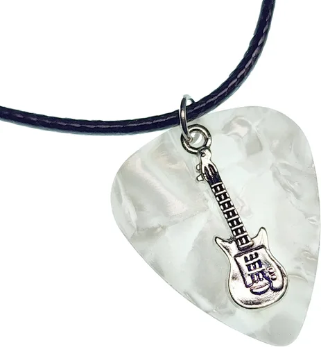 Miniatura 9 de Collar de púa de guitarra eléctrica y cadena de cordón de cuero vegano