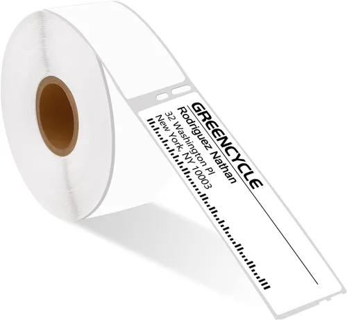 GREENCYCLE Compatible con Dymo 30252 Etiquetas UPC de correo de dirección de 1 1/8 pulgadas x 3 1/2 pulgadas (1 pulgada de núcleo) Adhesivo y